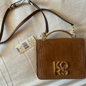 Michael Kors Tan Croc-Embossed Crossbody Bag